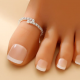 BOHO FESTIVAL BEACH RHINESTONE PEARL TOE RING ADJUSTABLE GOLD  SILVER UK SELLER