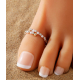 BOHO FESTIVAL BEACH RHINESTONE PEARL TOE RING ADJUSTABLE GOLD  SILVER UK SELLER