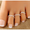 BOHO FESTIVAL BEACH  TOE RINGS SET OF 3 ADJUSTABLE SILVER GOLD TONE UK SELLER S3