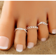 BOHO FESTIVAL BEACH  TOE RINGS SET OF 3 ADJUSTABLE SILVER GOLD TONE UK SELLER S3