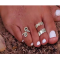 BOHO FESTIVAL BEACH  TOE RINGS SET OF 3 ADJUSTABLE SILVER TONE UK SELLER A6