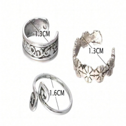 BOHO FESTIVAL BEACH  TOE RINGS SET OF 3 ADJUSTABLE SILVER TONE UK SELLER A6