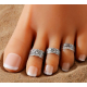 BOHO FESTIVAL BEACH  TOE RINGS SET OF 3 ADJUSTABLE SILVER TONE UK SELLER A7