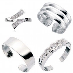 Set Of 4 Solid  Sterling Silver Toe Rings Top Designs  Not Plated Comes Boxed