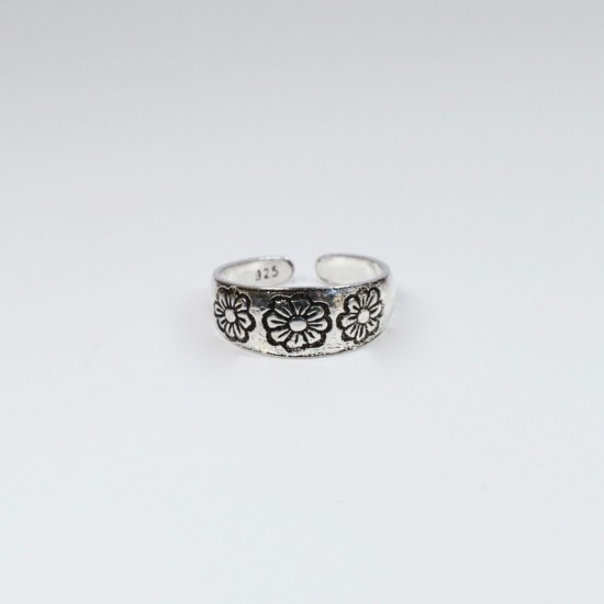 Sterling Silver 925 Floral Toe Ring