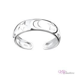 Moon Star Toe Ring Solid 925 Sterling Silver Band Toe Ring For Women UK Crescent