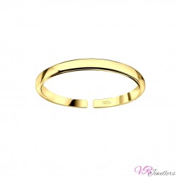 Toe Ring 14ct Gold-Plated Adjustable 1.5mmThin Band 925 Sterling Silver Toe Ring