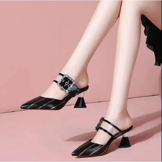 Women Fashion Sweet Navy Blue Comfort Slip on Summer Square Heel Pumps Lady Casual Floral Beige Pu Leather High Heel Shoes E9078