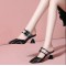 Women Fashion Sweet Navy Blue Comfort Slip on Summer Square Heel Pumps Lady Casual Floral Beige Pu Leather High Heel Shoes E9078