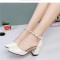 Wome Classic Apricot High Quality Pointed Toe Pu Leather Square Heel Pumps Lady Fashion Black Shoes Sapatos Femininas E9190