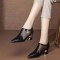 Women Fashion Sweet High Quality Bow Tie Slip on Grey Square Heel Pumps Lady Casual Black Comfort Heel Shoes Zapatos Dama E9179