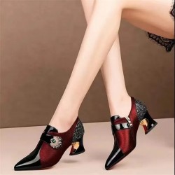 Sapatos Femininas Women Casual High Quality Square Heel Office Shoes Lady Fashion Sweet Pu Leather Pumps Zapatos De Mujer E9616