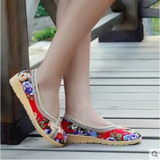 Vrouwenschoenen Women Fashion Floral Cloth Dance Shoes Lady Cute Comfortable Spring Shoes Female Casual Street Shoes E636