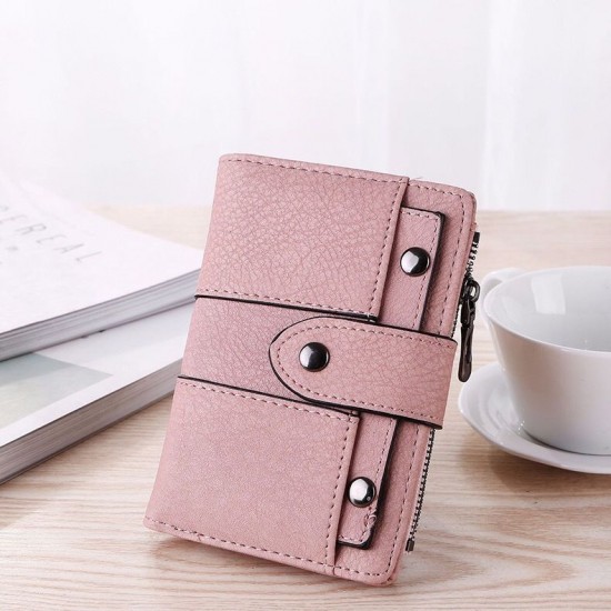 2023 Fashion Women Wallets Small Short Coin Purse Wallets Zipper High Quality PU Leather Female Pink Blue Card Holder Money Bag