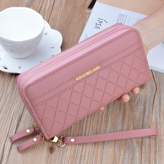 Ladies Double Zipper Wallet Large High Capacity Purse Women PU Leather Fashion Luxury Brand Designer Female Long Wallets 2023