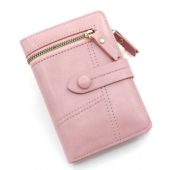 Women's Short Wallet Japanese Style Small PU Leather Credit Card Holder Case Wallet Zipper Coin Purse for Ladies Girls