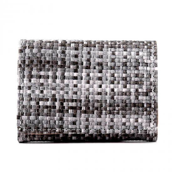 Womens Small Wallets Woven Pattern Hasp Card Case Purse with ID Window Card Holder Mini Ultra-thin Short Money Bag