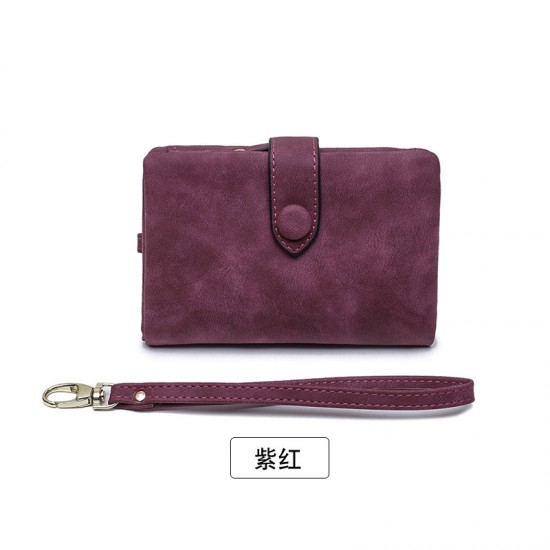 Women's Small Bifold Leather Wallets Ladies Wristlet with Card Slots Id Window Zipper Coin Purse Large Capacity Short Clutch Bag