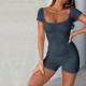 Europe and the United States new generous collar lift hip slim sexy jumpsuit shorts