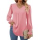 Europe and the United States autumn and winter new solid color chiffon shirt V-neck pullover horn long-sleeved shirt